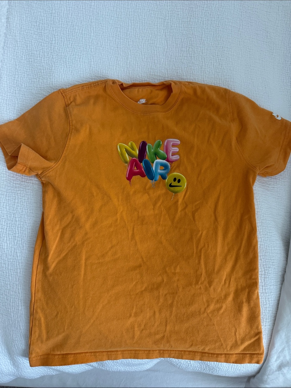 Nike Orange Short Sleeve Tee with Colorful Balloon 'Nike Air' Graphic